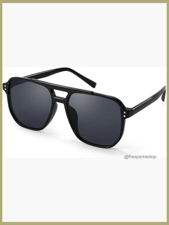 Retro Square Aviator Sunglasses, Plastic Frame, UV400 Protection, Non-Polarized main image 4